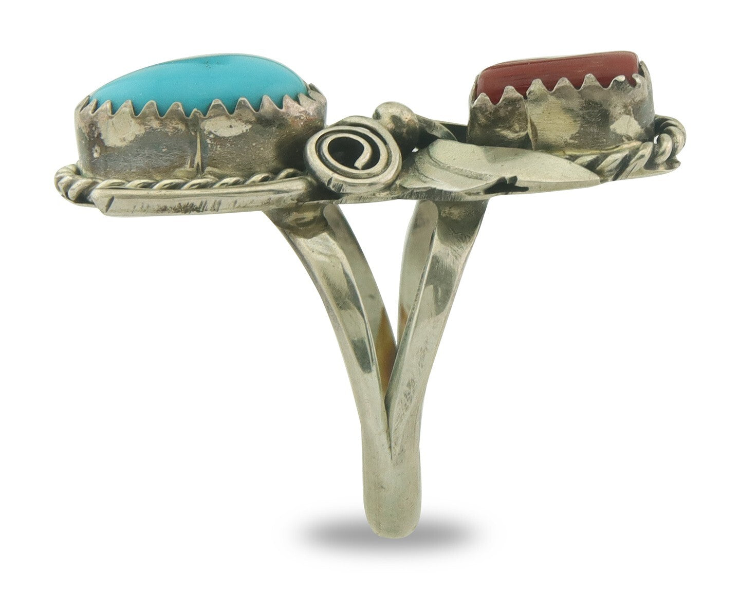 Vintage Navajo Ring 925 Sterling Natural Gemstones Signed Justin Morris Sz 5.0