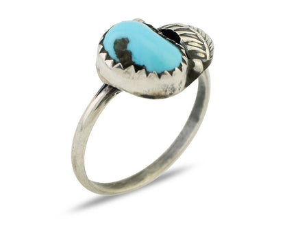 Navajo Ring 925 Silver Sleeping Beauty Turquoise Native American Artist C.80's