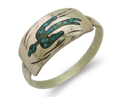 Men Navajo Thunderbird Ring 925 Silver Turquoise Native Artist C.80's