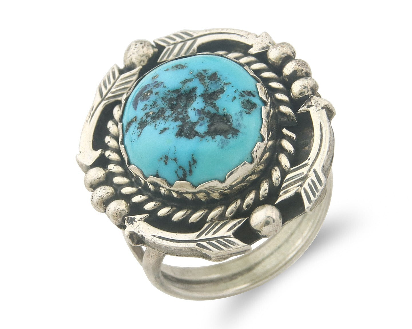 Vintage Navajo Ring 925 Sterling Authentic Turquoise Signed A Sz 10