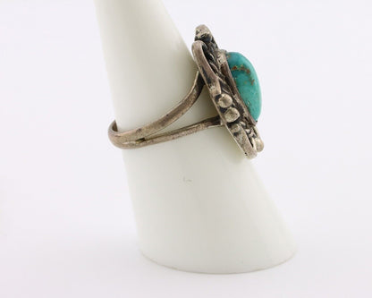 Navajo Ring 925 Silver Blue Turquoise Native American Artist C.80's