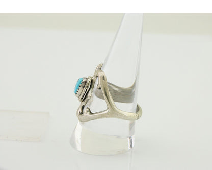 Navajo Sand Cast Ring 925 Silver Sleeping Beauty Turquoise Artist C.80's