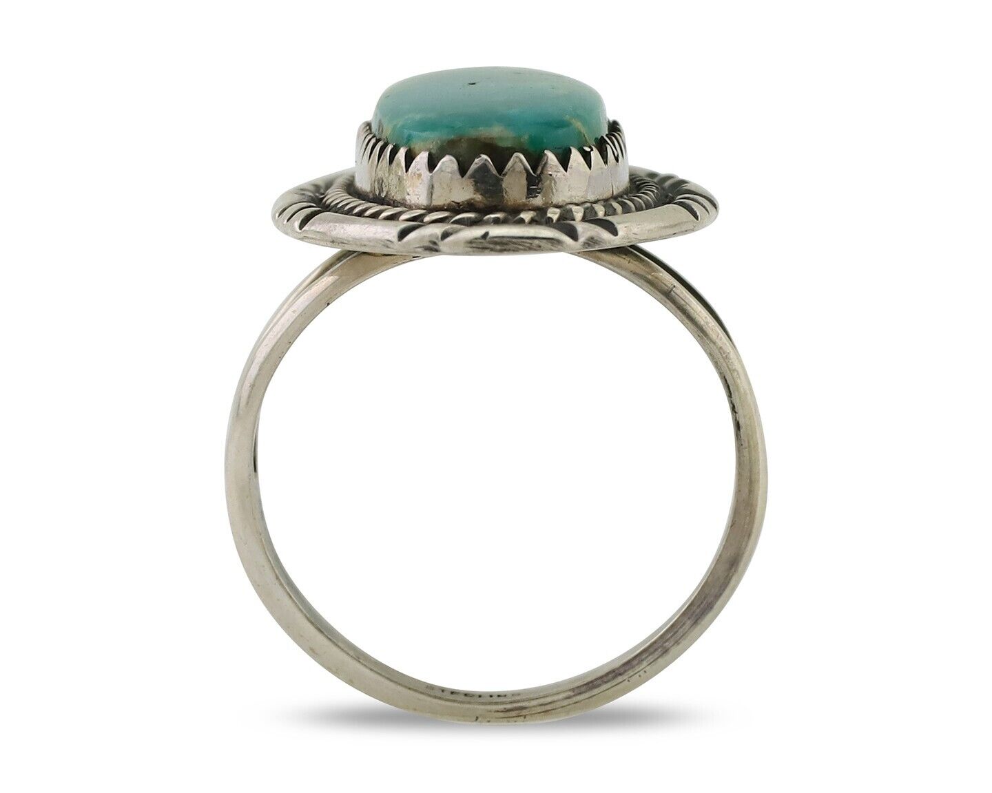 Navajo Ring 925 Silver Natural Blue Turquoise Artist Signed M BEGAY C.80's