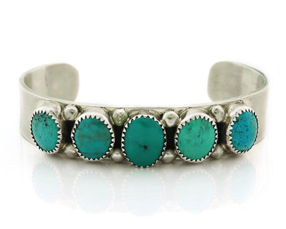 Navajo Cuff Bracelet 925 Sterling Silver Turquoise Vintage Signed C Jones