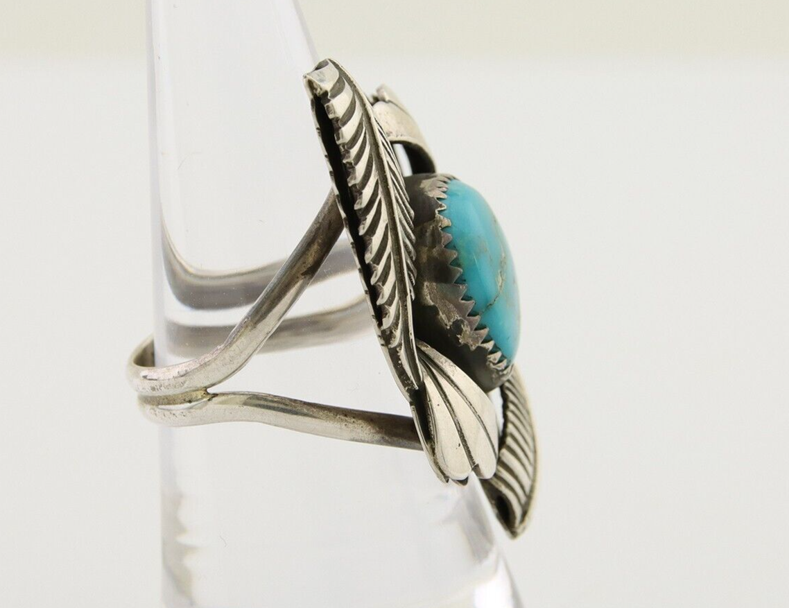 Navajo Ring 925 Silver Natural Blue Turquoise Native American Artist C.80's
