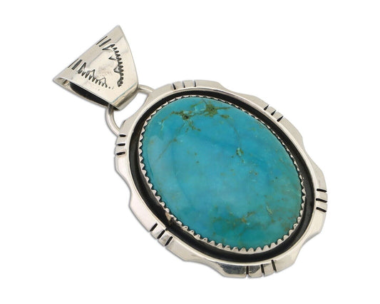 Navajo Pendant 925 Silver Kingman Turquoise Native American Artist C.80's