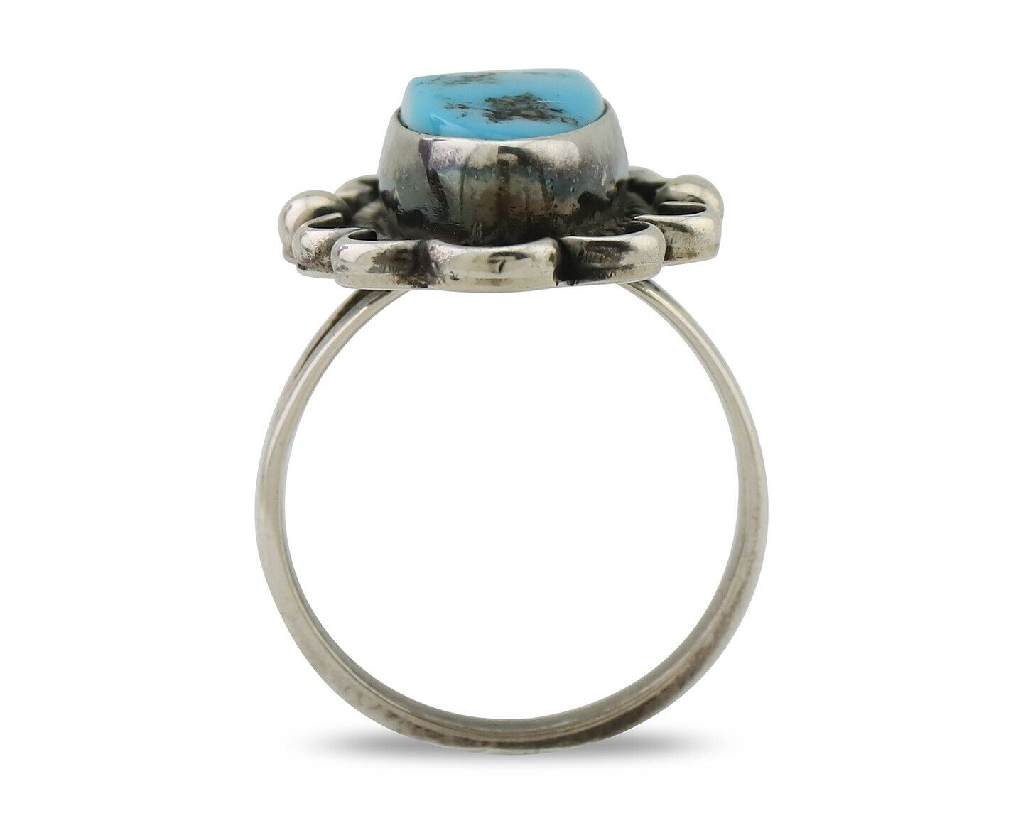 Navajo Turquoise Ring 925 Silver Handmade Native American Artist C.80's