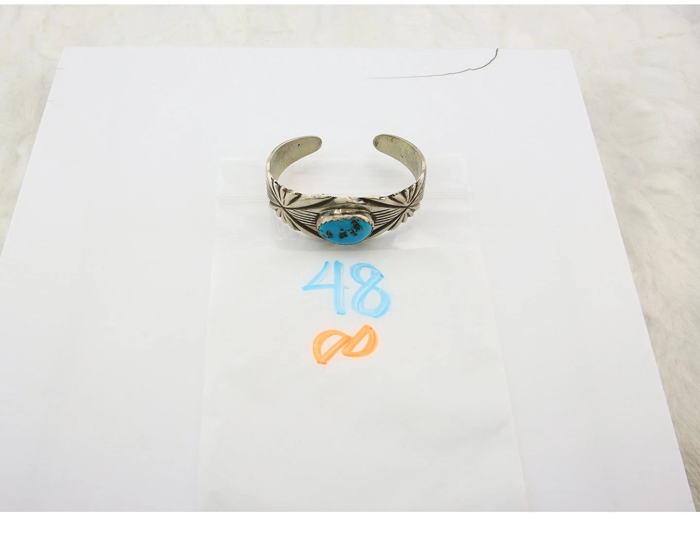Navajo Cuff Bracelet Sterling Silver Vintage Turquoise Signed Keith James