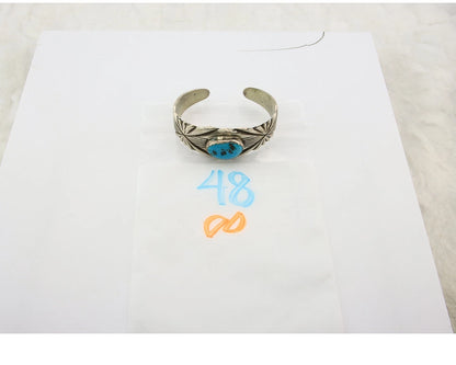 Navajo Cuff Bracelet Sterling Silver Vintage Turquoise Signed Keith James