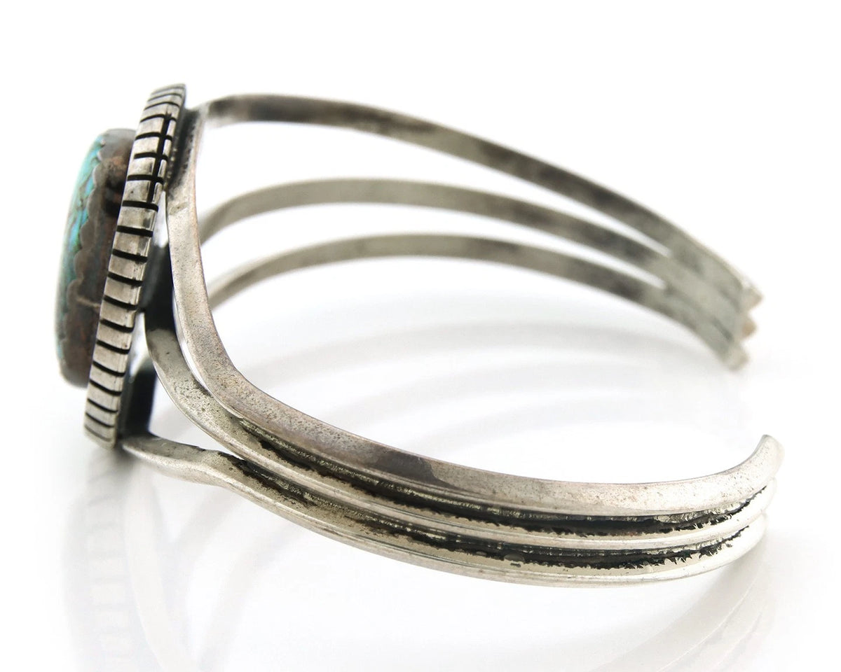 Navajo Cuff Bracelet Sterling Silver Turquoise Handmade Vintage Native Artist