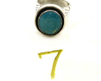 Navajo Ring .925 SOLID Silver Kingman Turquoise Signed Artist Doug Zachary C.80s