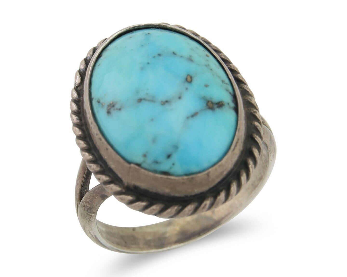 Navajo Handmade Ring 925 Silver Natural Turquoise Native Artist C.80's