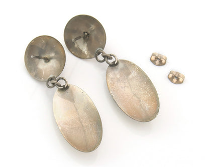 Navajo Earrings Sterling Silver Natural Onyx Dangle Vintage Handmade