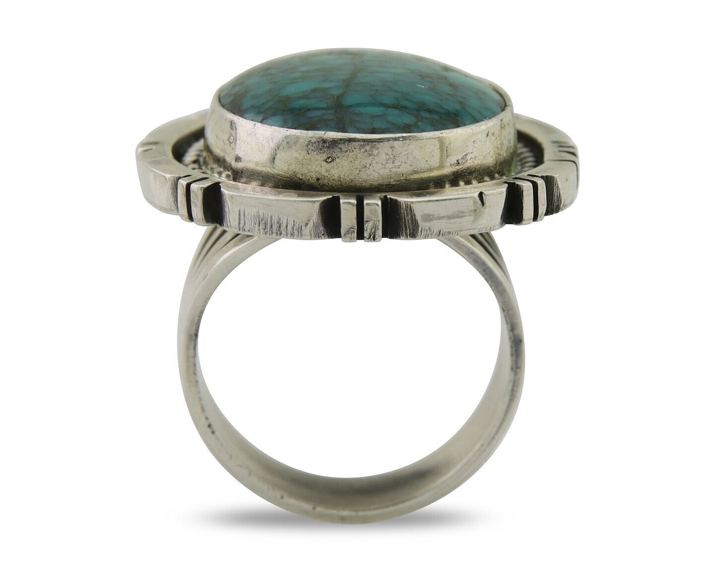 Navajo Ring 925 Silver Natural Blue Turquoise Signed Etsitty C.80's