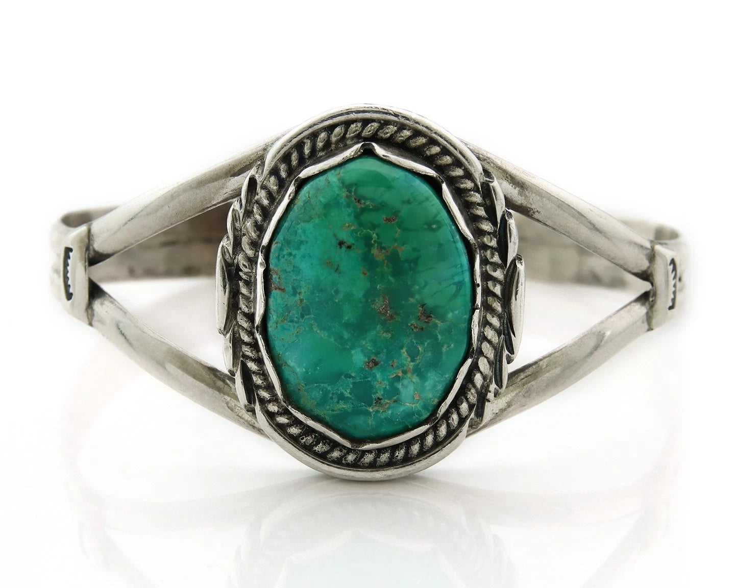 Navajo Cuff Bracelet 925 Sterling Silver Turquoise Vintage Signed Sun