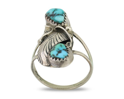 Navajo Handmade Ring 925 Silver Kingman Turquoise Native American Artist C.80's