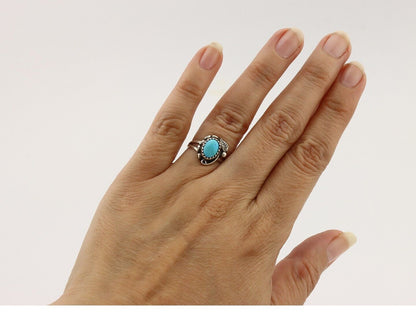 Navajo Ring 925 Silver Turquoise Artist Signed SkyStone Creations C.80's