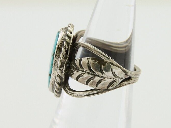 Navajo Ring 925 Silver Natural Blue Turquoise Native American Artist C.80's