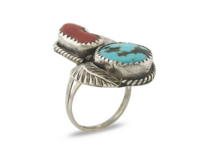 Vintage Navajo Ring 925 Sterling Natural Gemstones Signed Pauline Begay Size 5