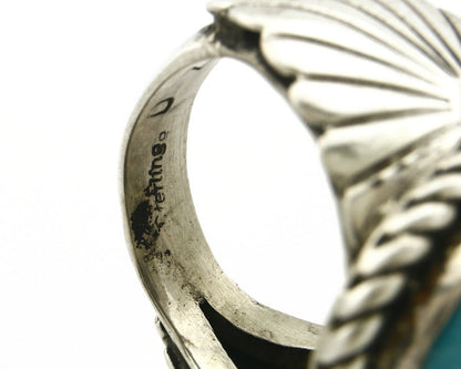 Navajo Ring .925 SOLID Silver Globe Turquoise Signed Doug Zachary C.80's