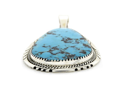 Rare Benjamin Piaso Navajo Artist Work of Art Turquoise .925 Silver Pendant