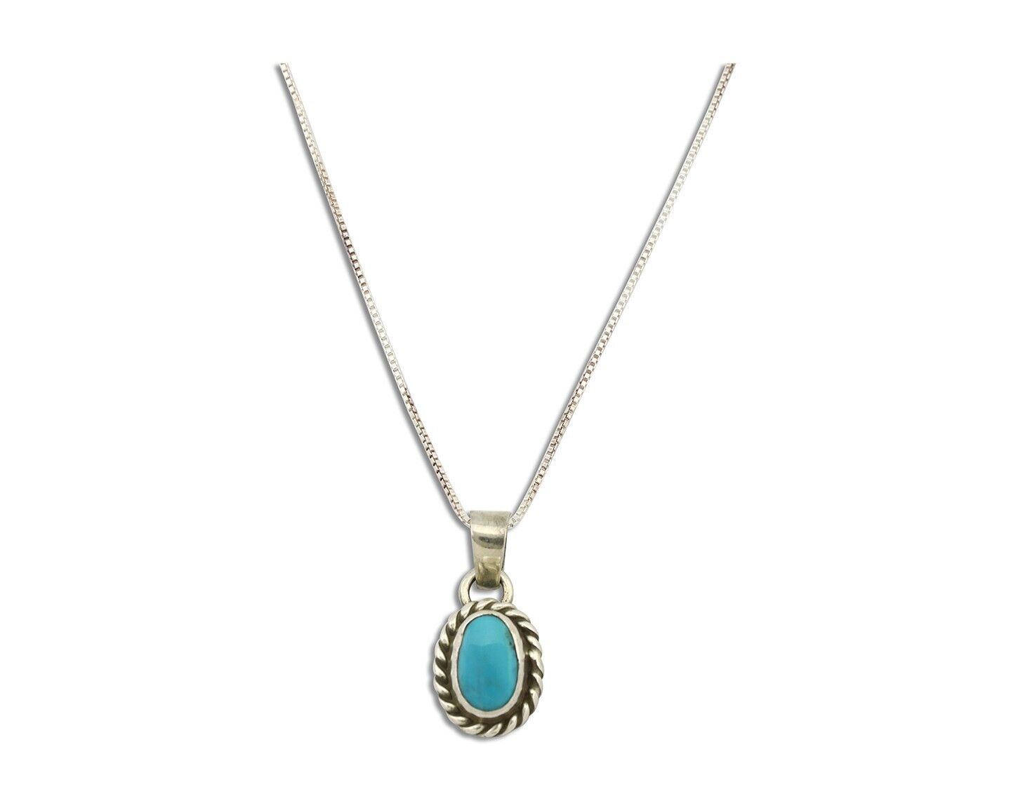 Navajo Necklace 925 Silver Natural Kingman Turquoise Native Artist C.2008