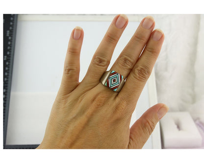 Vintage Zuni Ring 925 Sterling Natural Authentic Gemstone Handmade Size 10.25