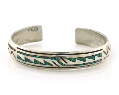 Navajo Cuff Bracelet Sterling Silver Authentic Turquoise Signed Stanley Bain