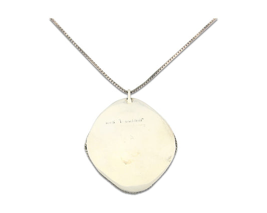 Navajo Sterling Silver Necklace Authentic Turquoise Vintage Signed JR L Sam