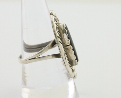 Navajo Ring 925 Silver Black Onyx Artist Signed V & N Edsitty C.80's