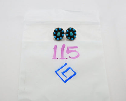 Navajo Dangle Earrings Sterling Silver Natural Turquoise Handmade Signed NC