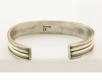 Navajo Cuff Bracelet Sterling Silver Authentic Turquoise Signed CC