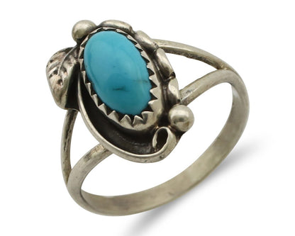 Navajo Ring 925 Silver Sleeping Beauty Turquoise Signed SkyStone Creations C80s