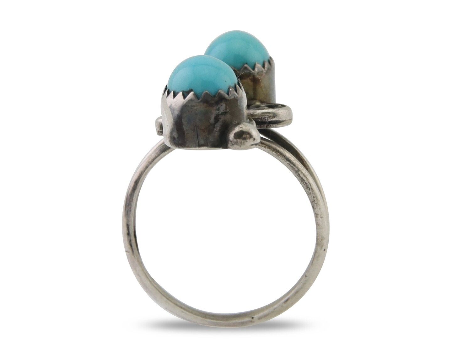 Navajo Ring 925 Silver Kingman Turquoise Native American Artist C.80's