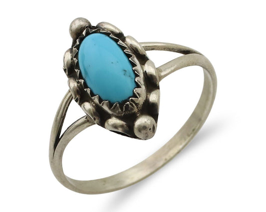 Navajo Ring 925 Silver Turquoise Artist Signed SkyStone Creations C.80's