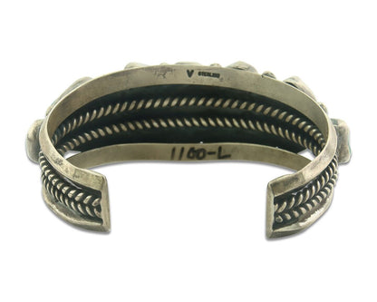 Men Navajo Bracelet 925 Silver Turquoise Cuff Signed Verdy Jake C.80's