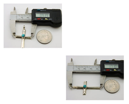 Navajo Sand Cast Cross Pendant 925 Silver Turquoise Artist Signed J Yazzie C.80s