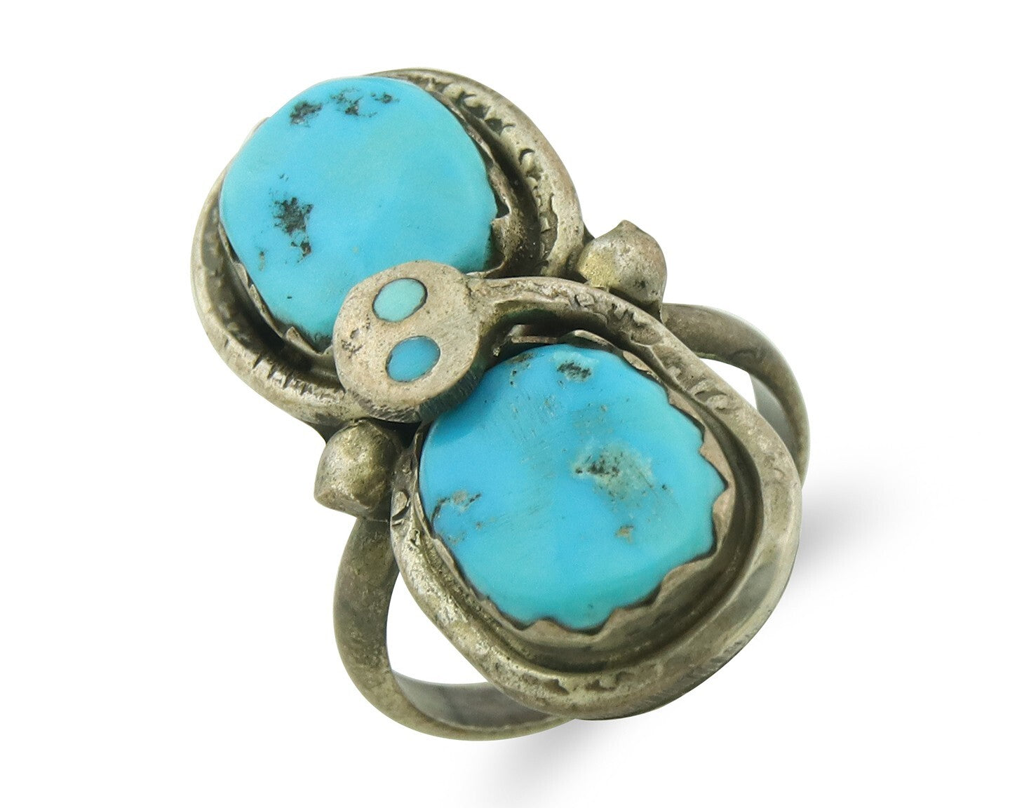 Vintage Zuni Ring 925 Sterling Silver Turquoise Signed Effie C Size 6.75