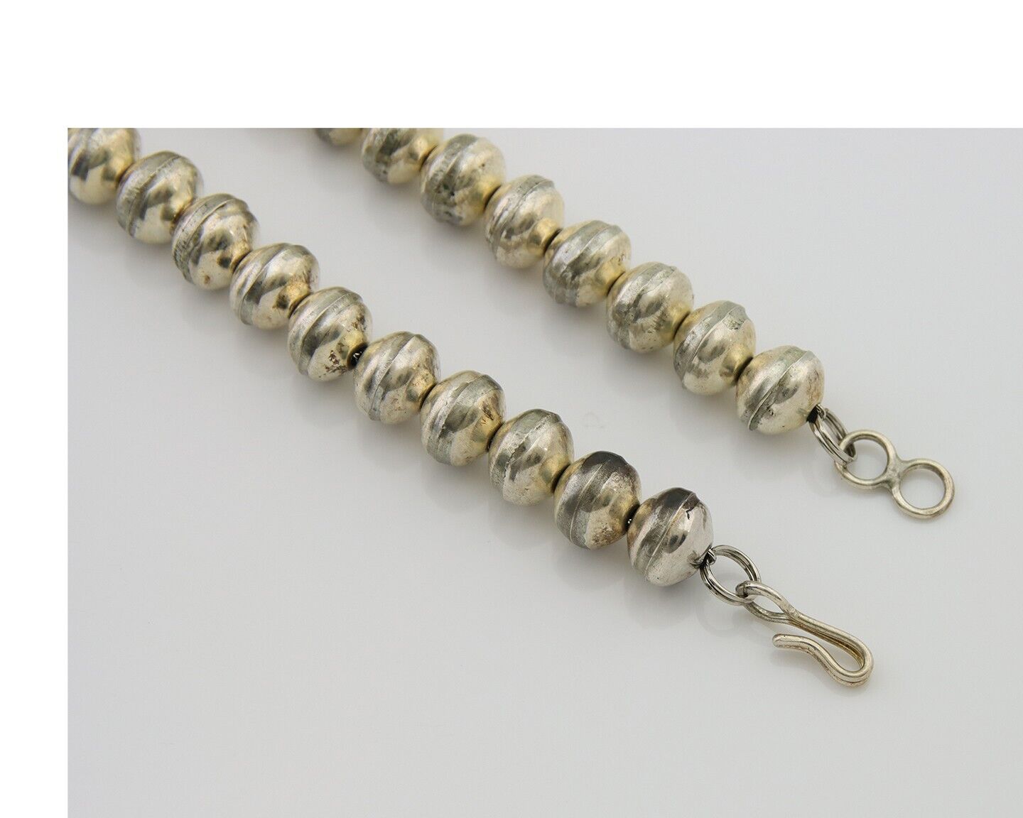 Navajo Bead Necklace 925 Silver Turquoise Native American Artist C.80's