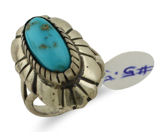 Navajo Ring 925 Silver Natural Turquoise Native Artist Signed M Montoya C.80's