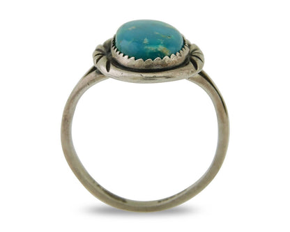 Navajo Ring 925 Sterling Silver Turquoise Artist Signed TALHAT C.80's