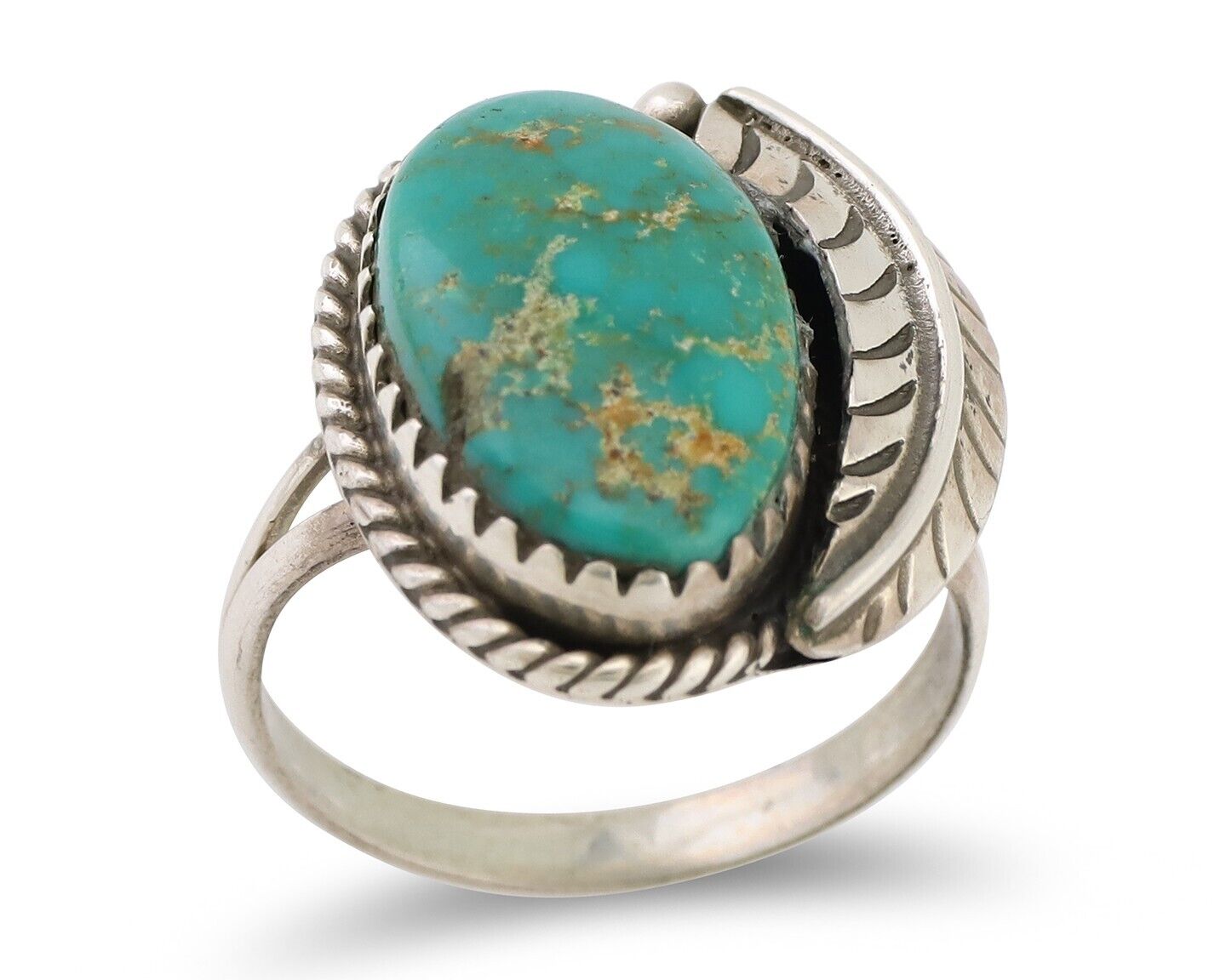 Navajo Handmade Ring 925 Silver Natural Turquoise Native American Artist C.80's