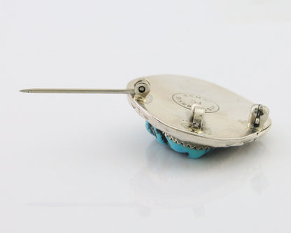 Navajo Pin Pendant 925 Silver Sea Foam Turquoise Artist Signed Hyson Craig C.80s