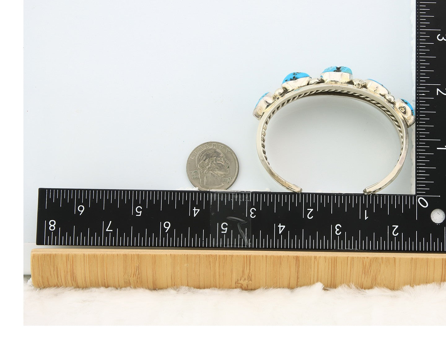 Men Navajo Bracelet Sterling Silver Handmade Nugget Turquoise Signed JR