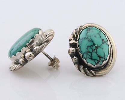 Navajo Paw Earrings 925 Silver Blue Turquoise Native American Artist C.80's