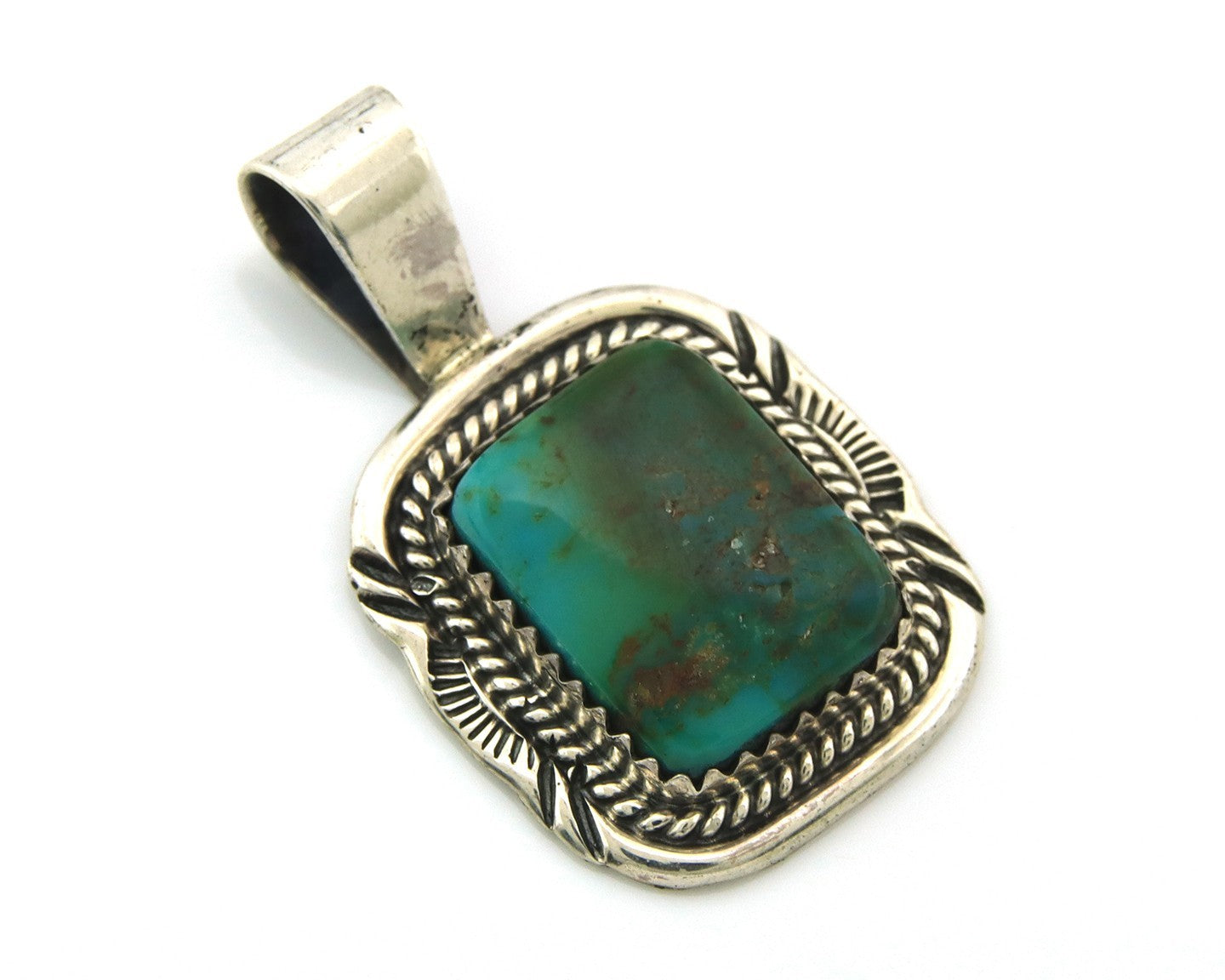 Navajo Pendant 925 Sterling Silver Turquoise Vintage Authentic Native Artist