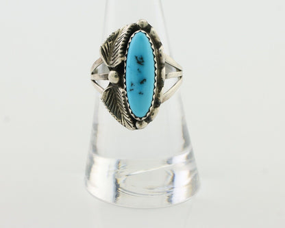 Navajo Ring 925 Silver Kingman Turquoise Artist Signed SC C.80's