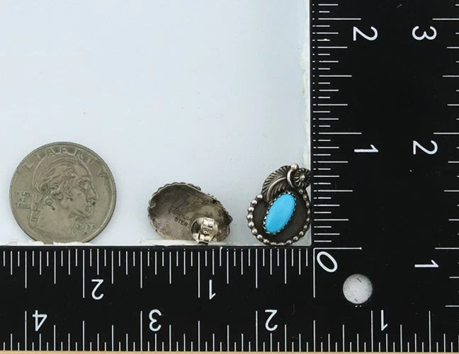 Navajo Dangle Earrings Sterling Silver Handmade Turquoise Vintage Signed