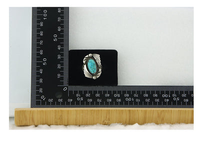 Traditional Navajo Ring Sterling Silver Authentic Turquoise Handmade Size 7.25