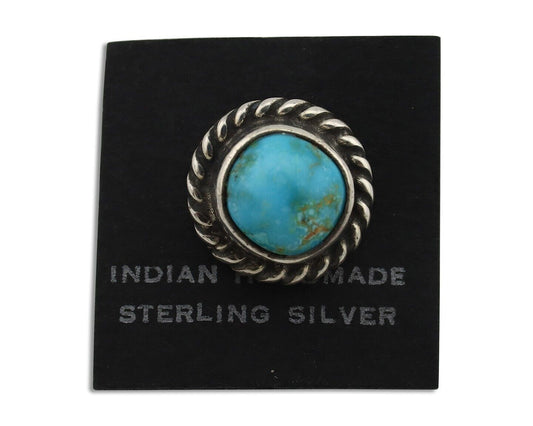 Navajo Tie Tack 925 Silver Natural Mined Turquoise Native American Artist C.80's